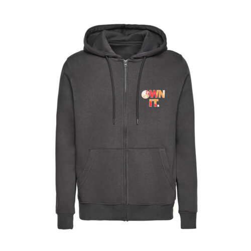 Felpa Grigia Con Cappuccio e Zip - OWN IT